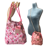LV Tumbled Monogram   Silk Scarf Drawstring Crossbody Bag