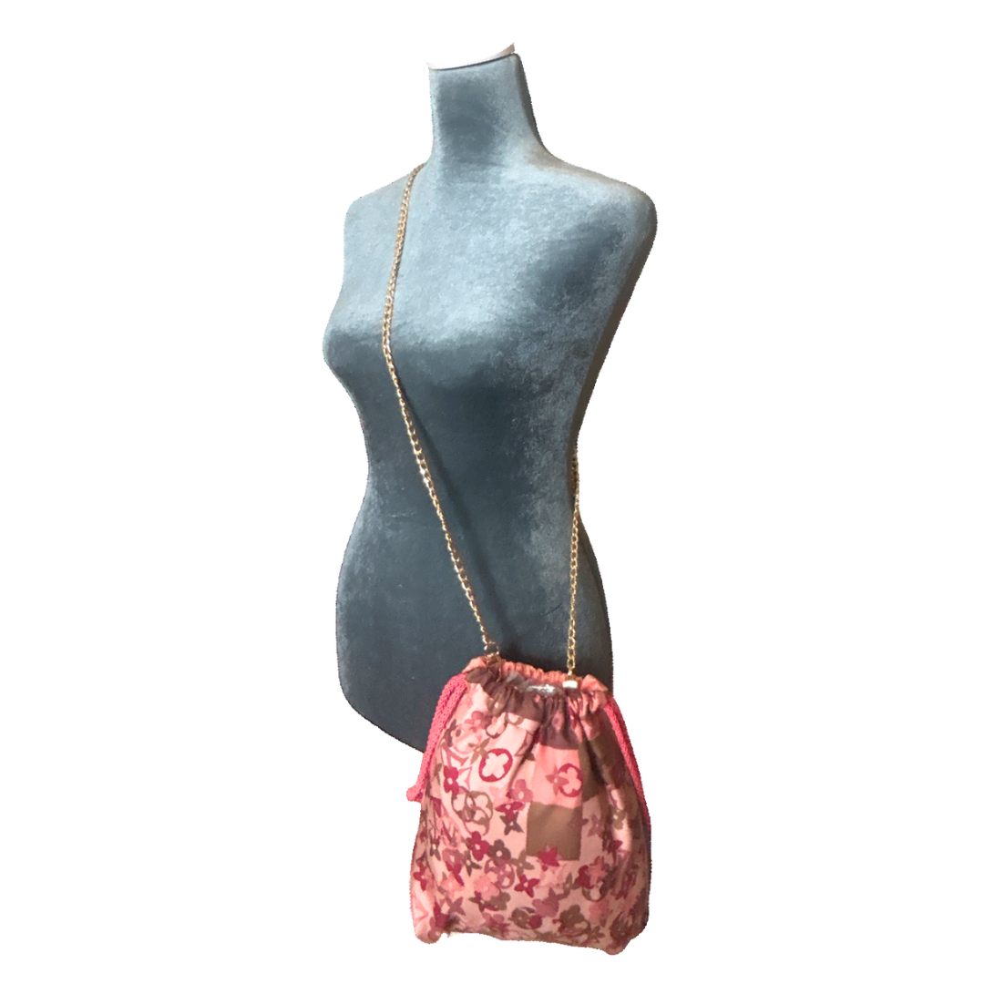 LV Tumbled Monogram   Silk Scarf Drawstring Crossbody Bag