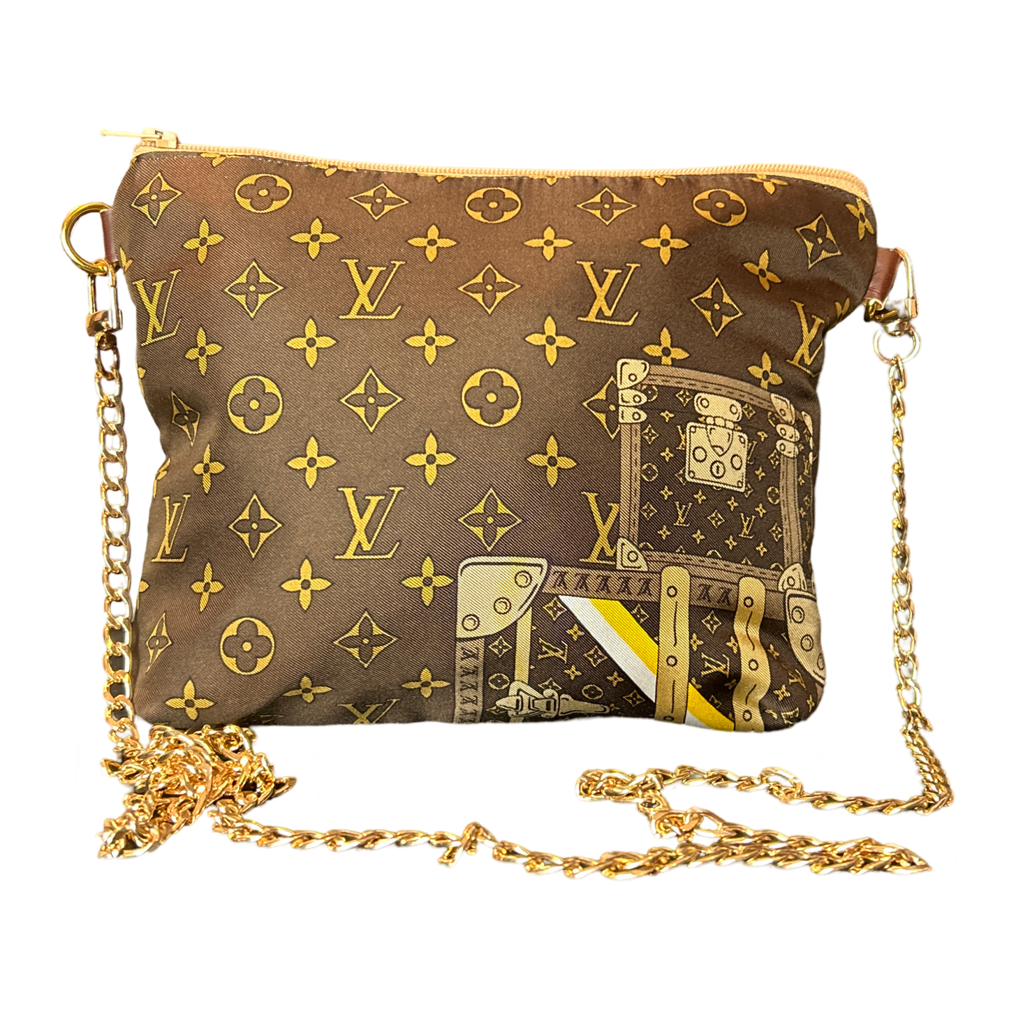 Monogram Luggage   Silk Scarf Crossbody Bag