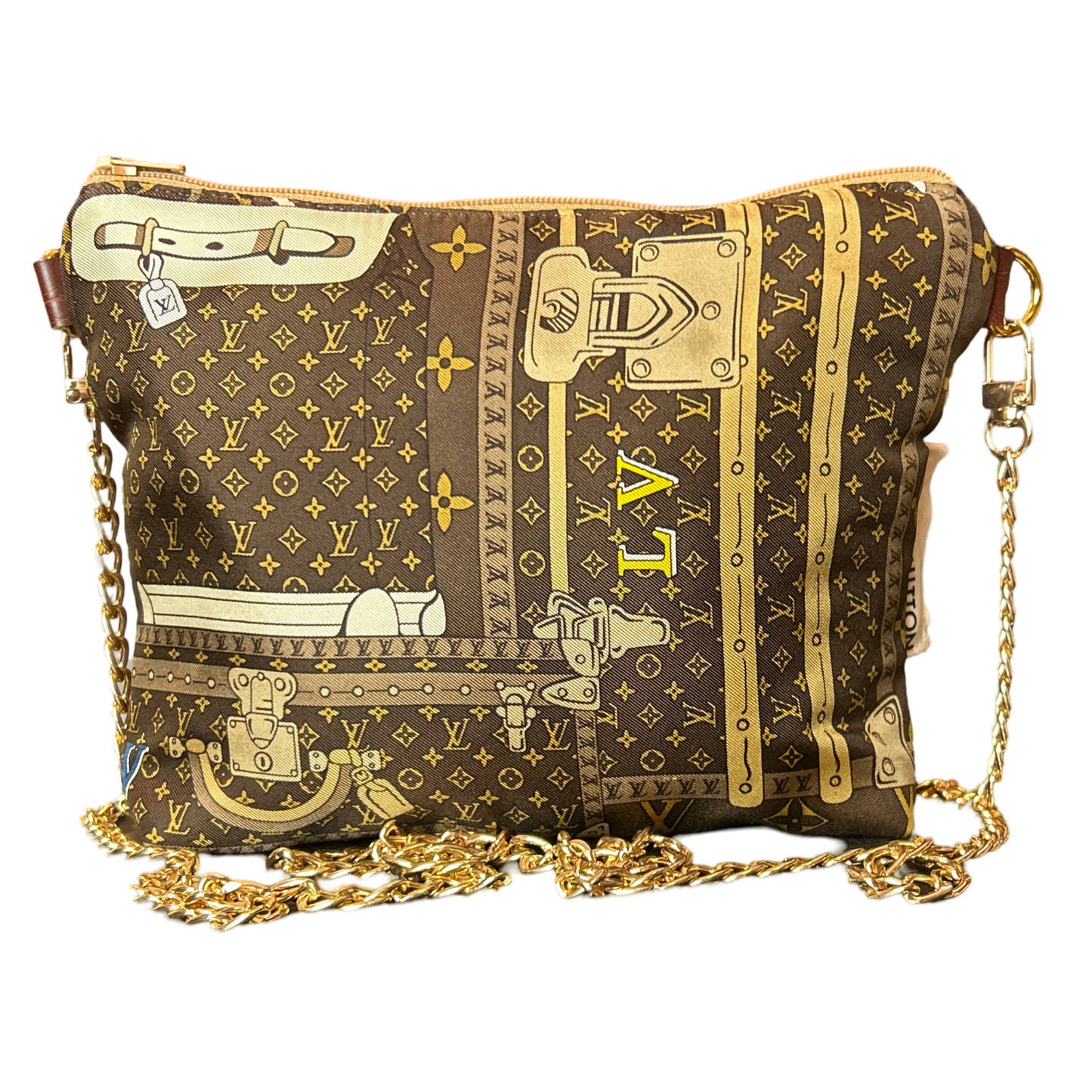 Monogram Luggage   Silk Scarf Crossbody Bag