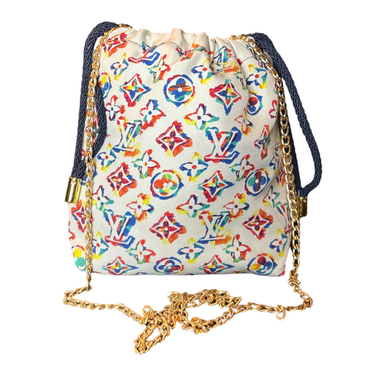 LV Monogram   Silk Scarf Drawstring Crossbody Bag