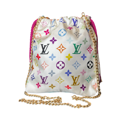 LV Murakami Monogram   Silk Scarf Drawstring Crossbody Bag