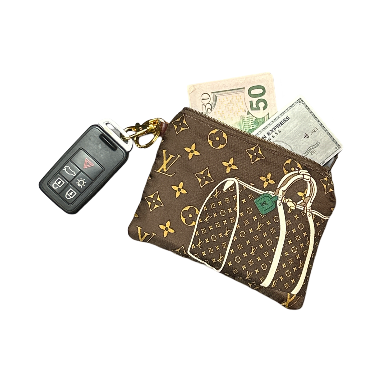 Monogram Luggage   Silk Scarf Coffee Run Keychain Bag