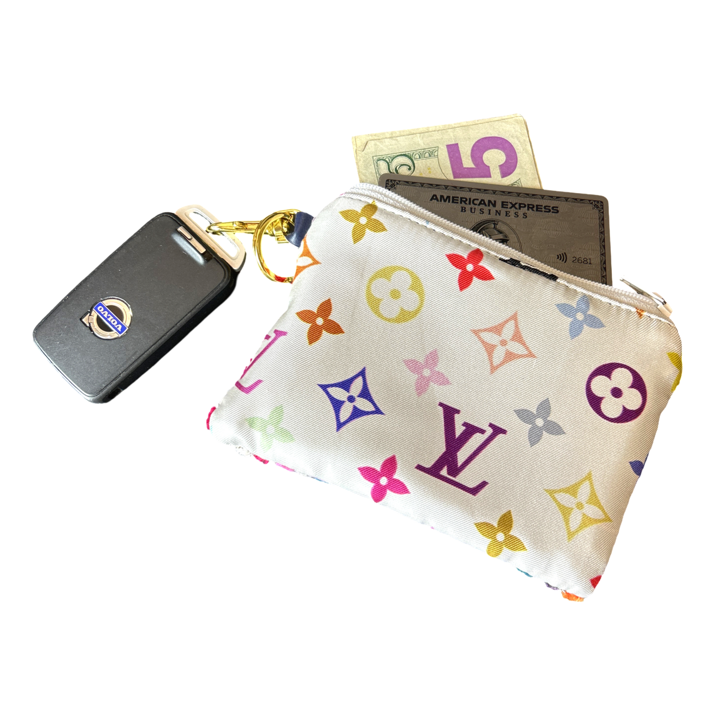 LV Murakami Monogram   Silk Scarf Coffee Run Keychain Bag