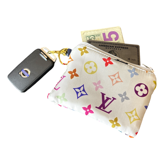 LV Murakami Monogram   Silk Scarf Coffee Run Keychain Bag