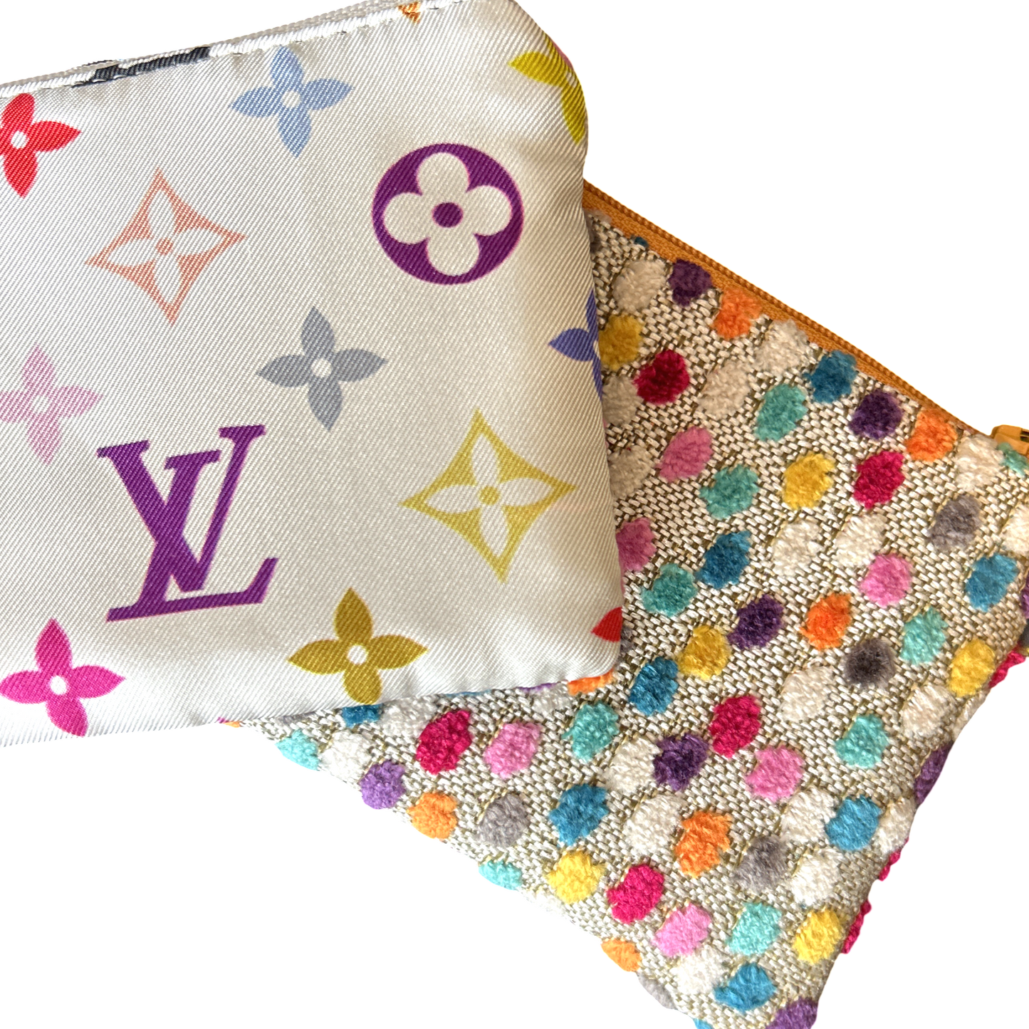 LV Murakami Monogram   Silk Scarf Coffee Run Keychain Bag
