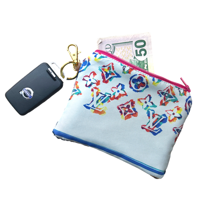LV Monogram   Silk Scarf Coffee Run Keychain Bag