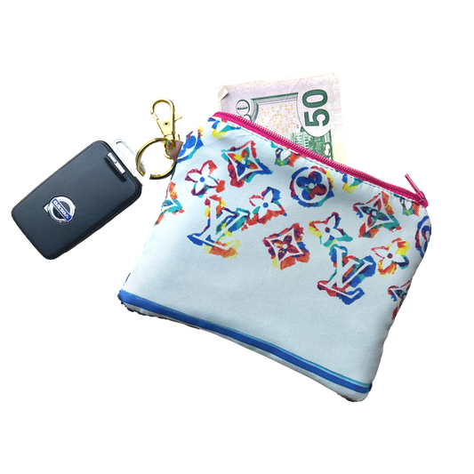 LV Monogram   Silk Scarf Coffee Run Keychain Bag
