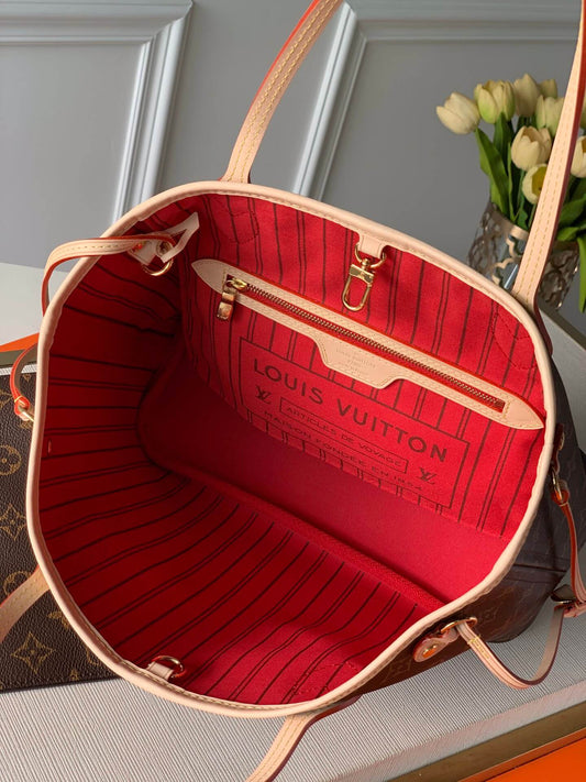 M41245 Neverfull PM Monogram Canvas Red inside subaxillary bag Handbag