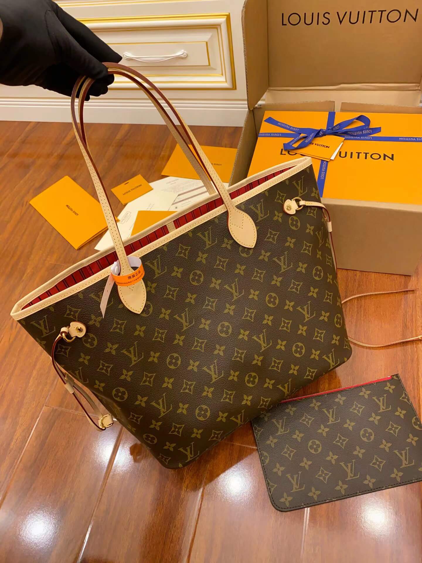 M41177 NEVERFULL MM monogram red INSIDE original quality