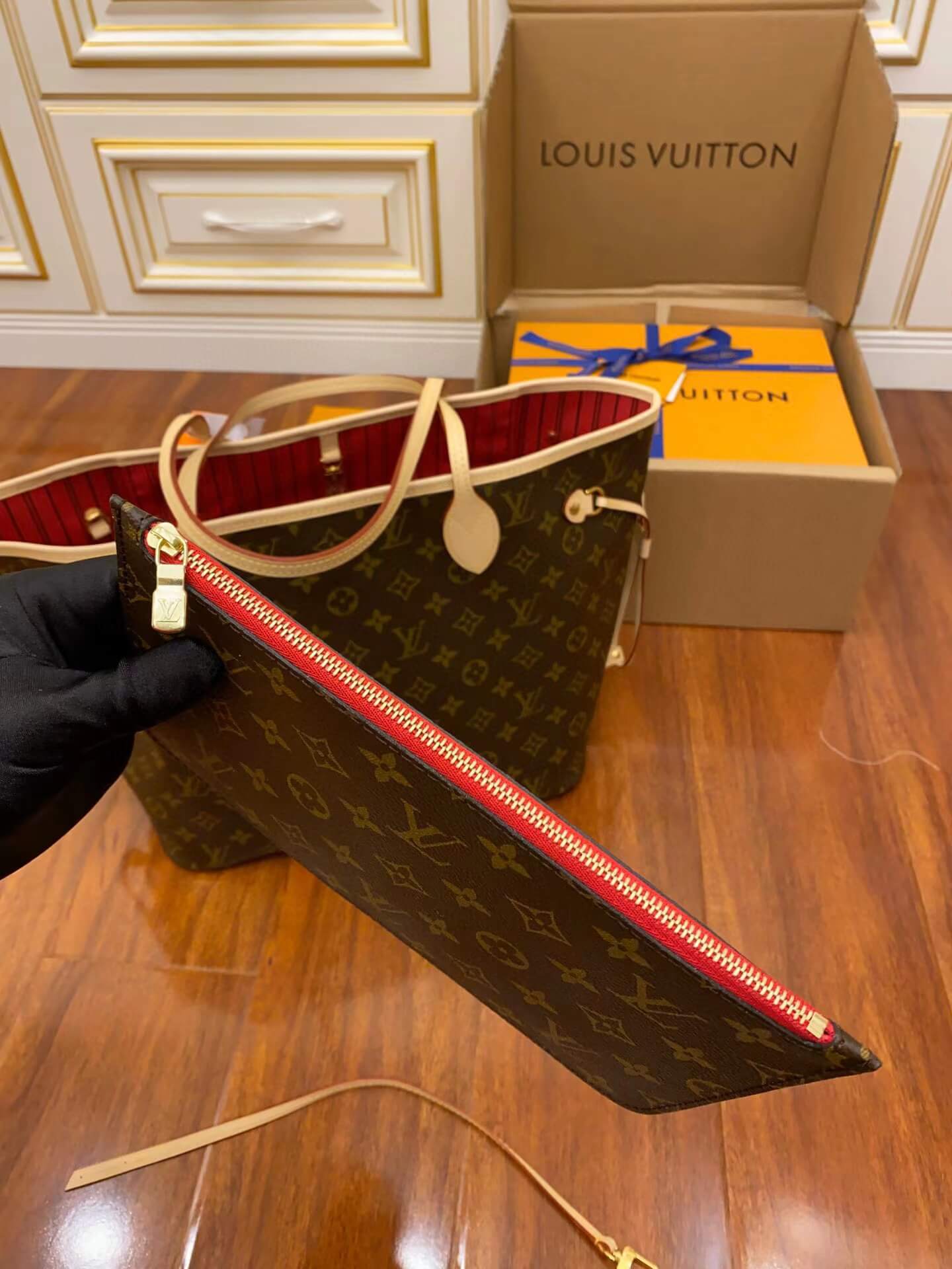 M41177 NEVERFULL MM monogram red INSIDE original quality