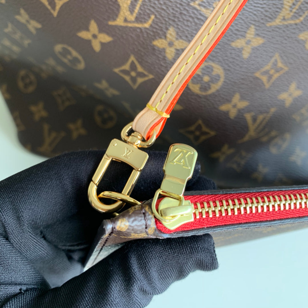 Neverfull M41177 RED INSIDE MM Shoulder tote bag M40995 Monogram GHW  d