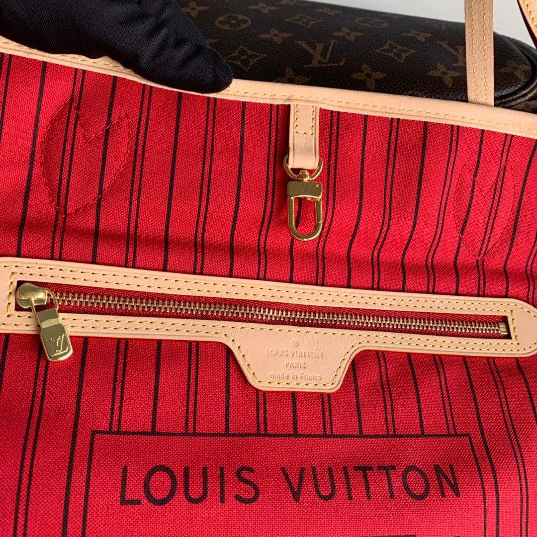 Neverfull M41177 RED INSIDE MM Shoulder tote bag M40995 Monogram GHW  d