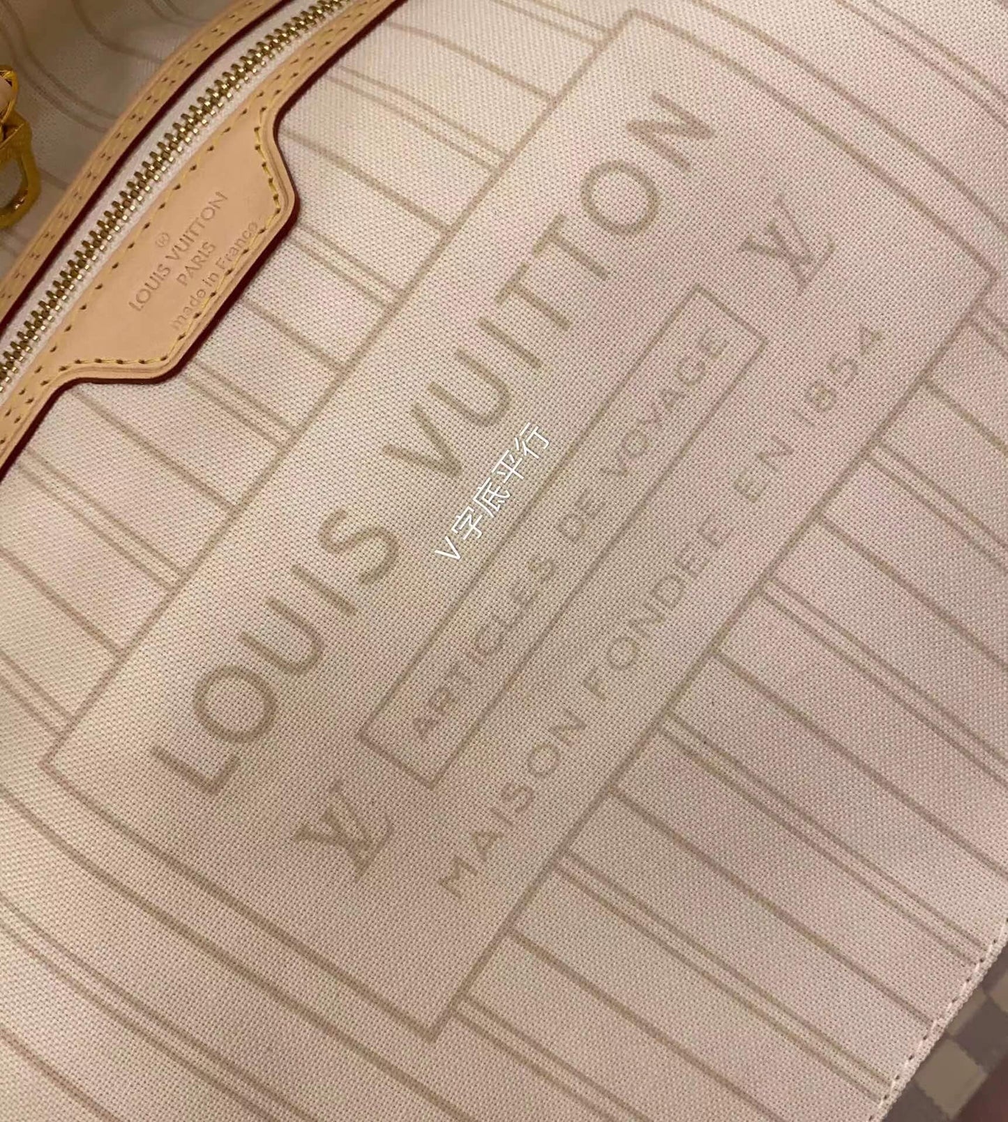 M41361 NEVERFULL MM Damier Ebene white Apricot INSIDE original quality
