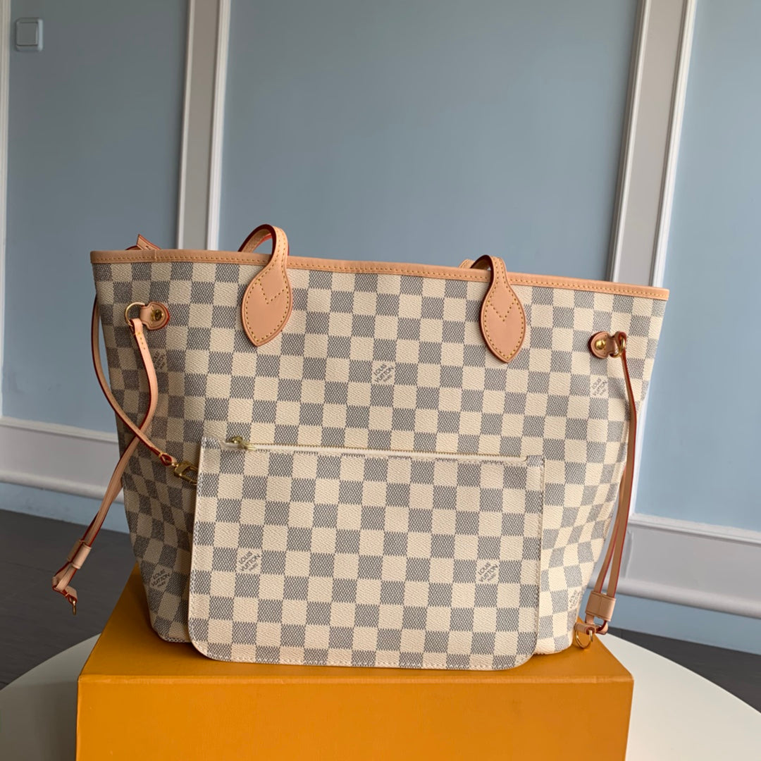 Neverfull N41361 MM Shoulder tote bag M40995 white Damier GHW  d