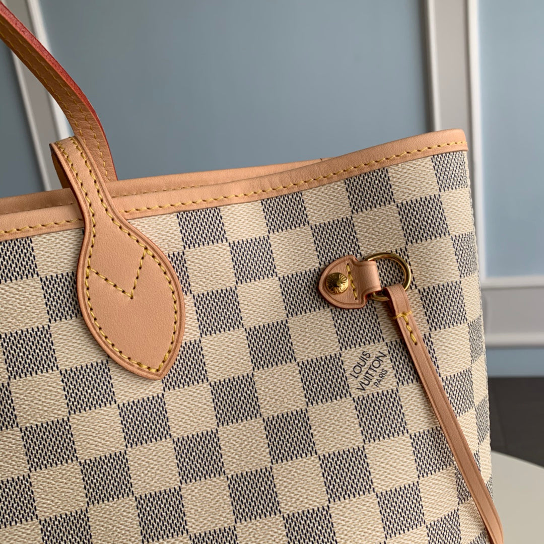 Neverfull N41361 MM Shoulder tote bag M40995 white Damier GHW  d