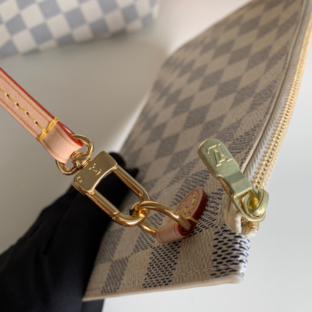 Neverfull N41361 MM Shoulder tote bag M40995 white Damier GHW  d