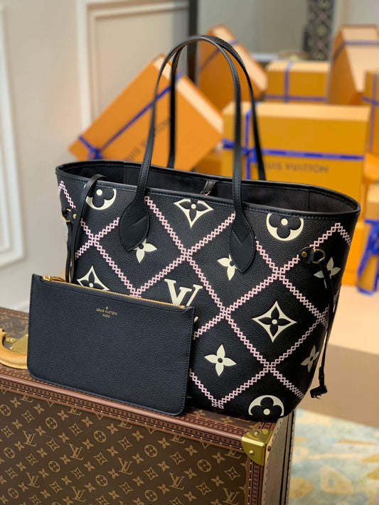 M46040 Neverfull MM Monogram Malletage Empreinte black Tote