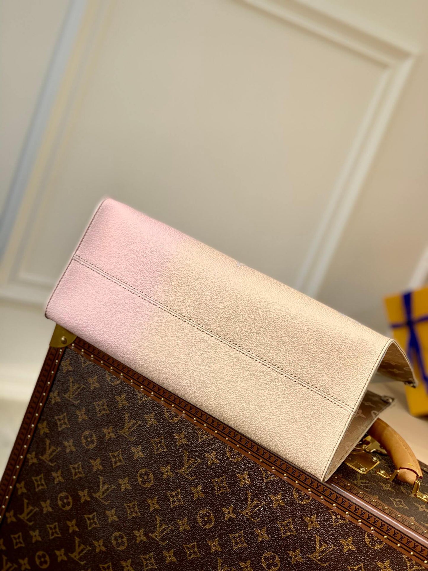 ONTHEGO GM BAG M46076 PINK WHITE MONOGRAM FREE SHIPPING