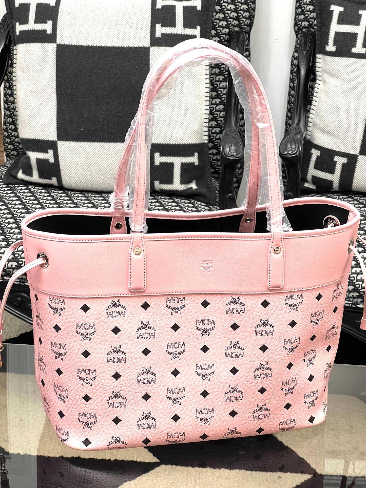 MAmeliaAREN MEDIUM VISETOS LEATHER SHOPPER TOTE BAG