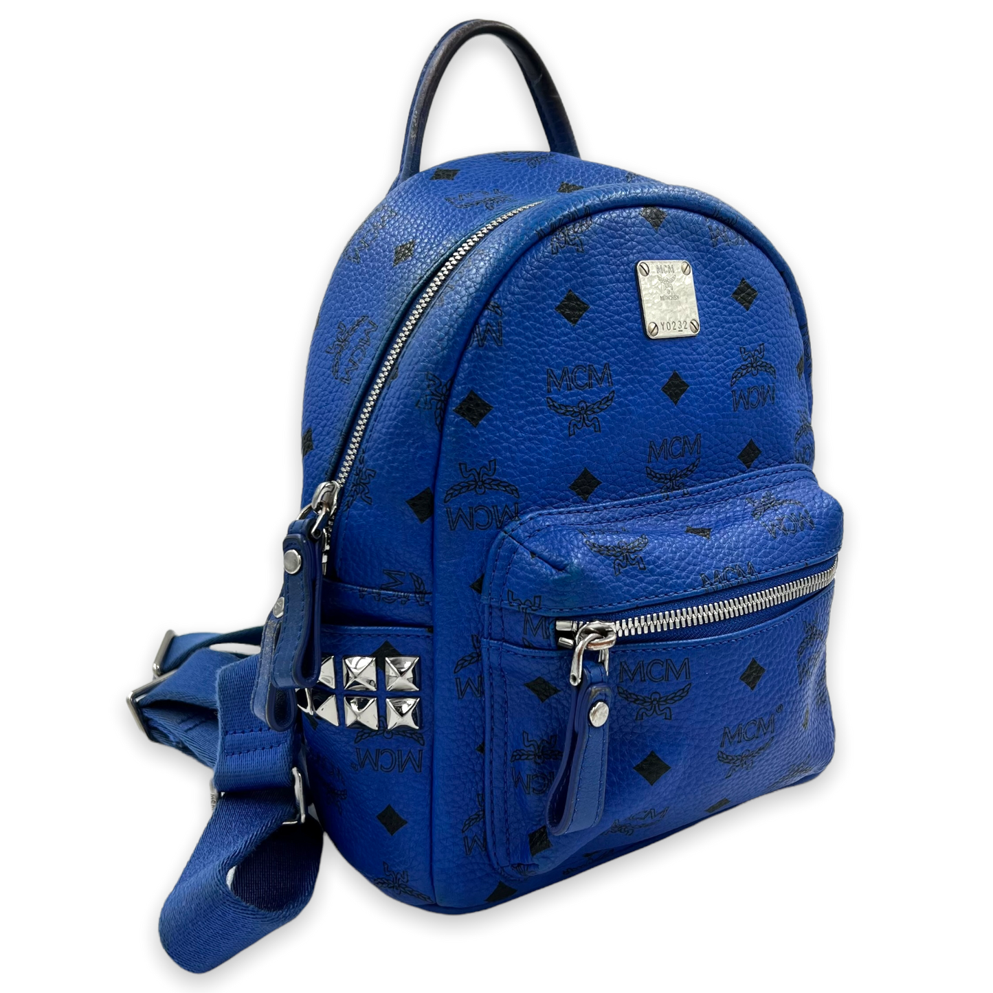 MAmeliaVISETOS STARK BLUE SIDE STUD MINI MONOGRAM BACKPACK