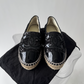 Chanel Black Sequins and Patent Leather CC Cap Toe Espadrille