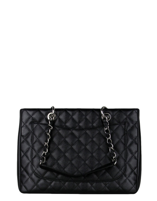 Chanel Black Caviar Leather Quilted Grand Shopper Tote GST Bag