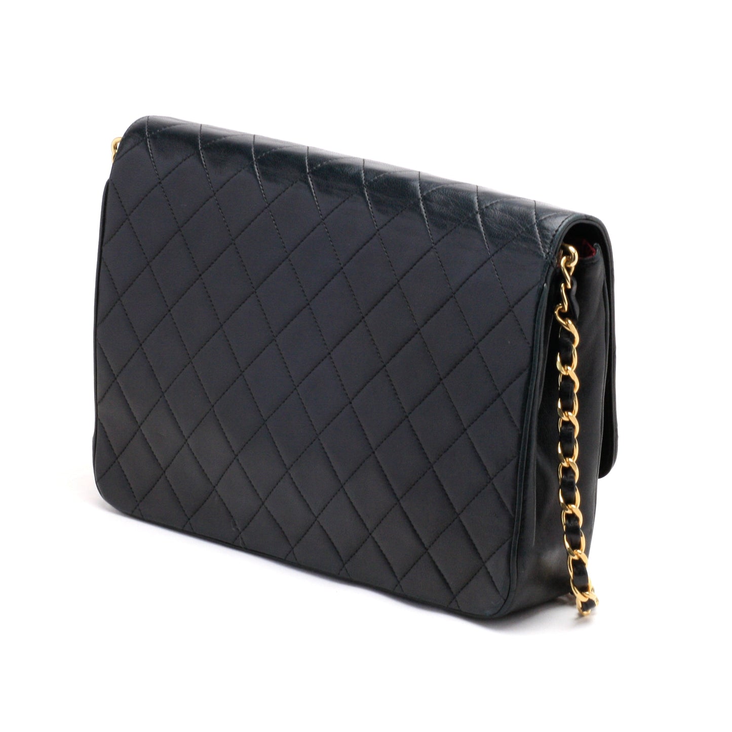 Chanel Shoulder Bag Flap Black Lambskin Leather Matrasse