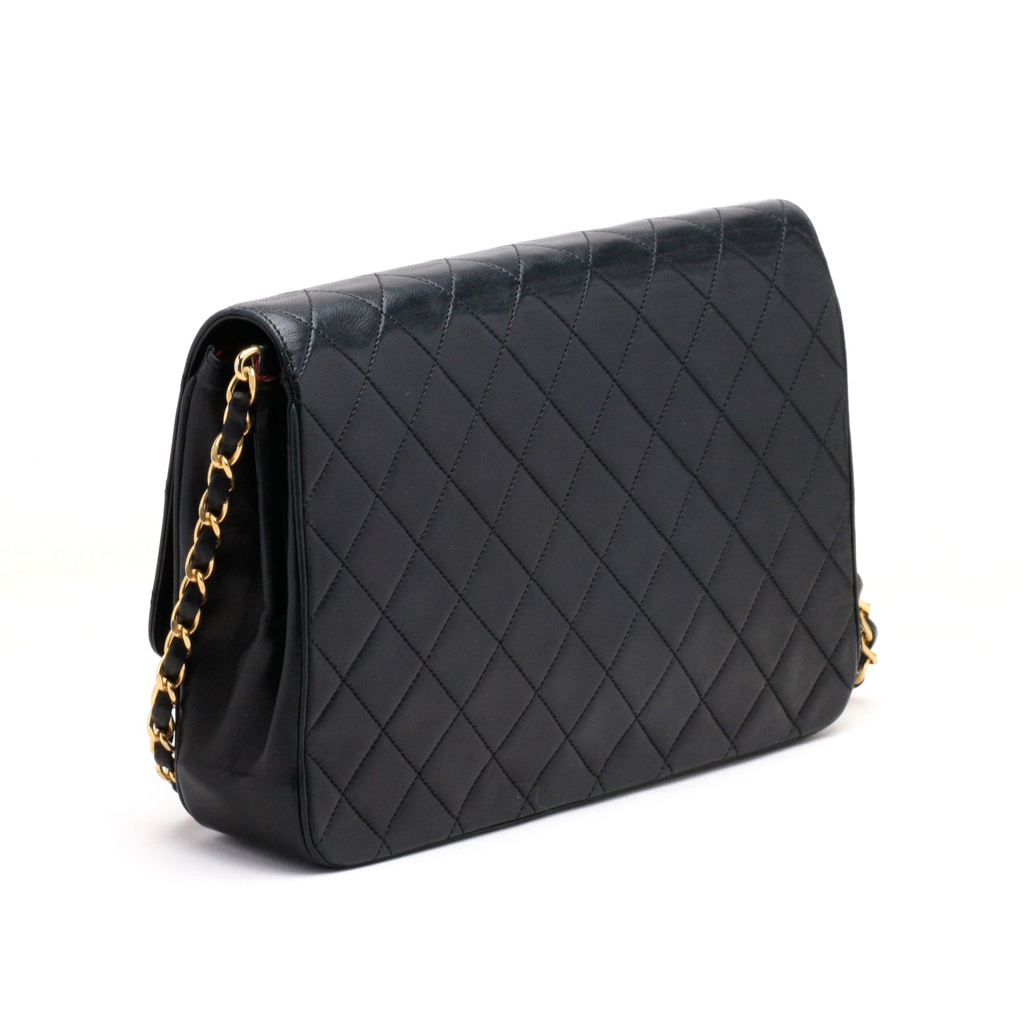 Chanel Shoulder Bag Flap Black Lambskin Leather Matrasse