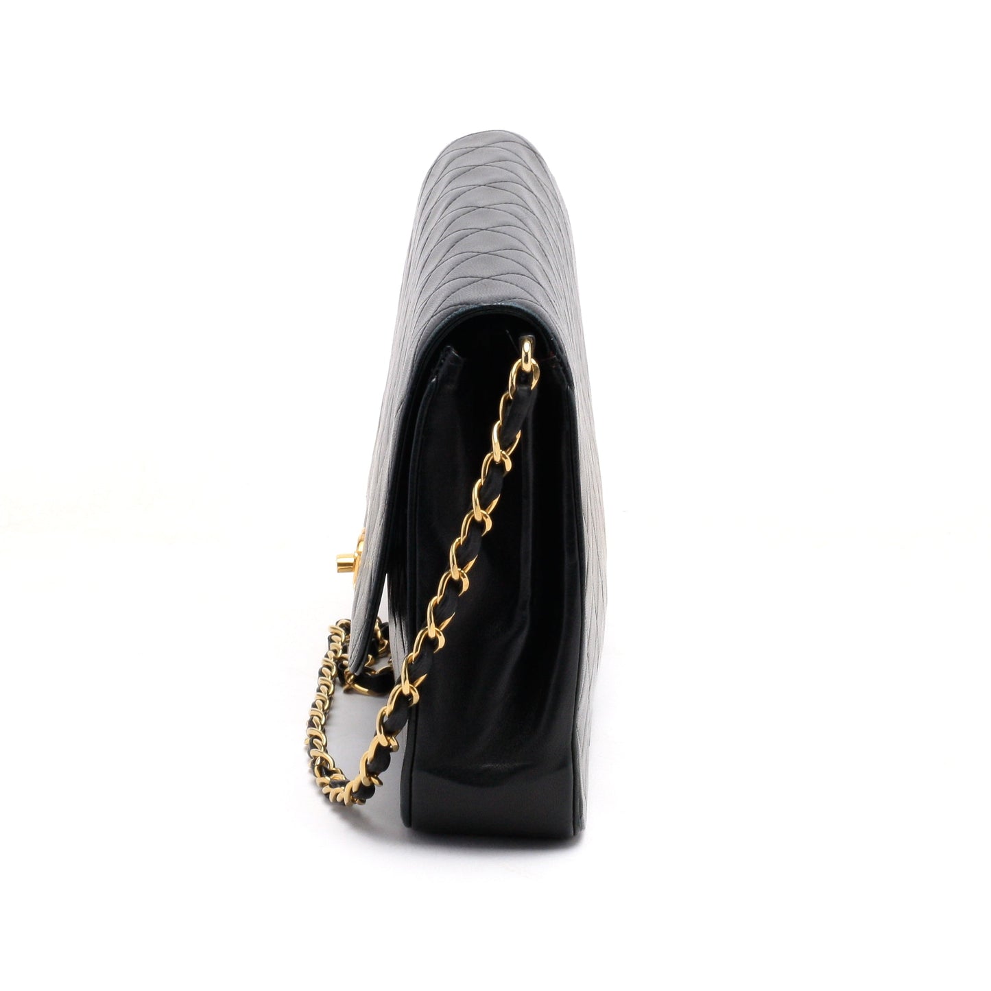 Chanel Shoulder Bag Flap Black Lambskin Leather Matrasse