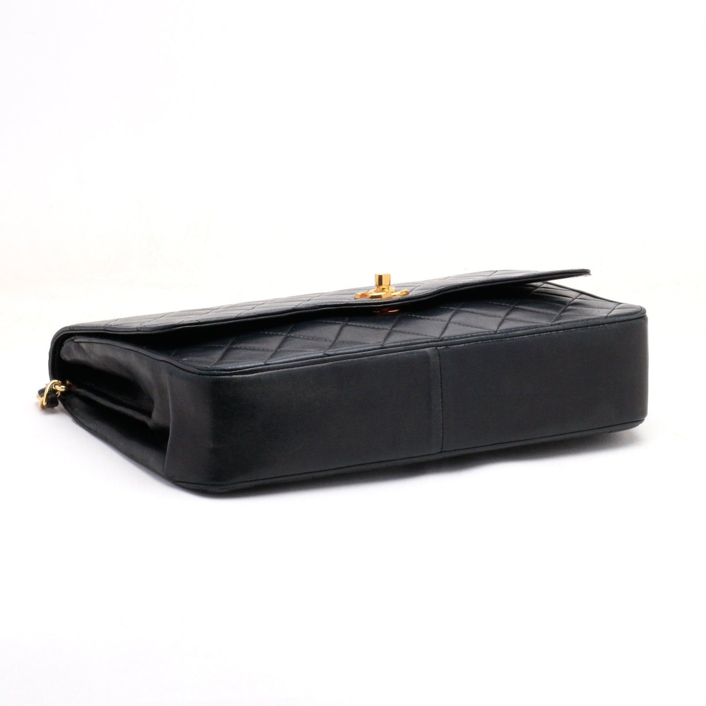 Chanel Shoulder Bag Flap Black Lambskin Leather Matrasse