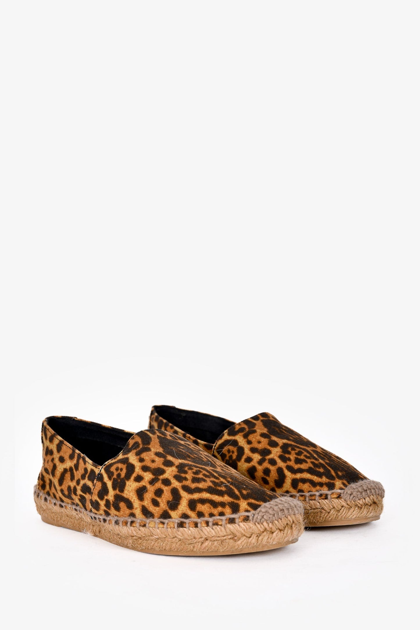 Saint Laurent Leopard Print Canvas Espadrilles Size 36.5