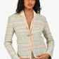 Chanel™ 05P Pink/Green Tweed Jacket with Midi Skirt Set Size 36