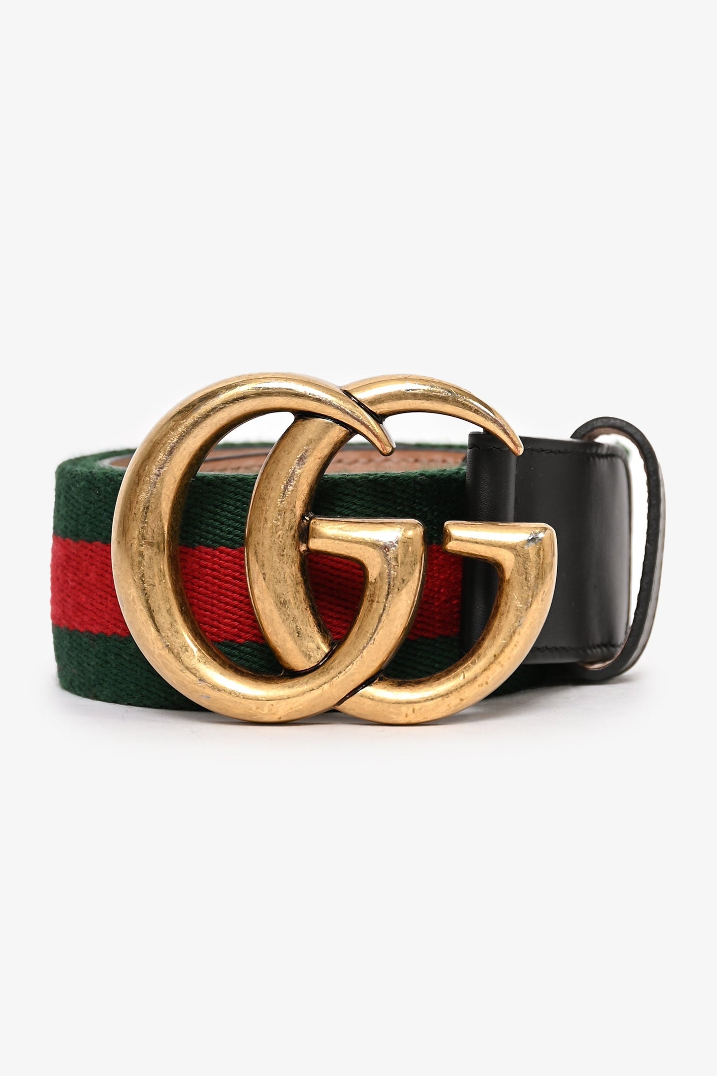 Gucci Red/Green Canvas/Leather Web Trim GG Belt Size 75