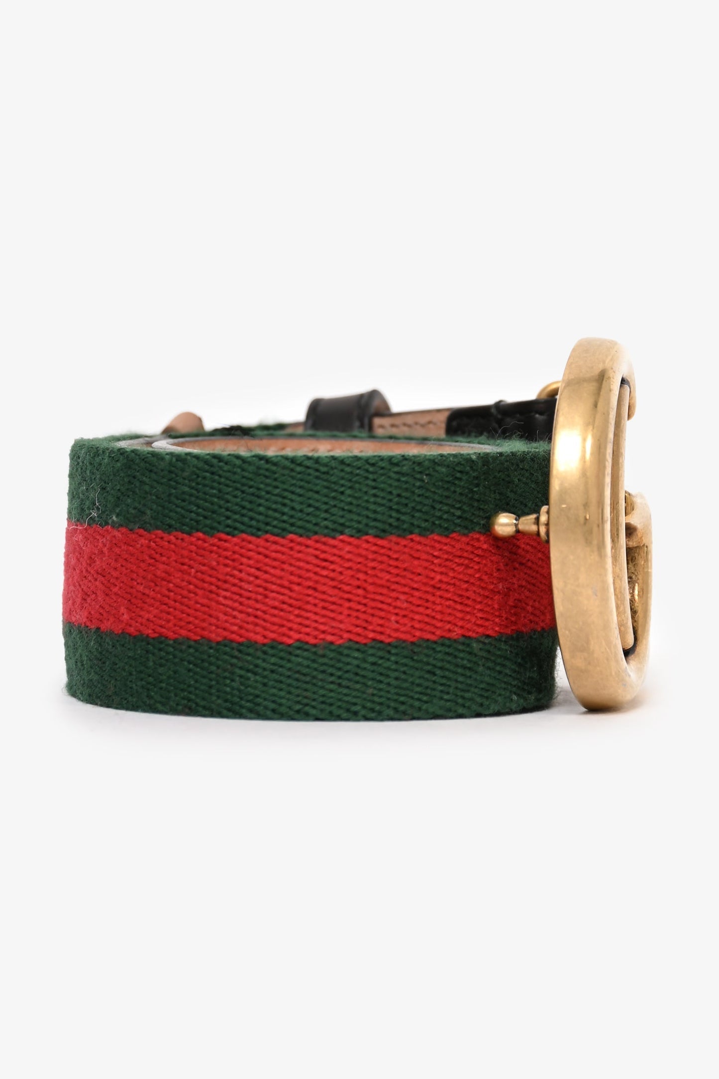 Gucci Red/Green Canvas/Leather Web Trim GG Belt Size 75