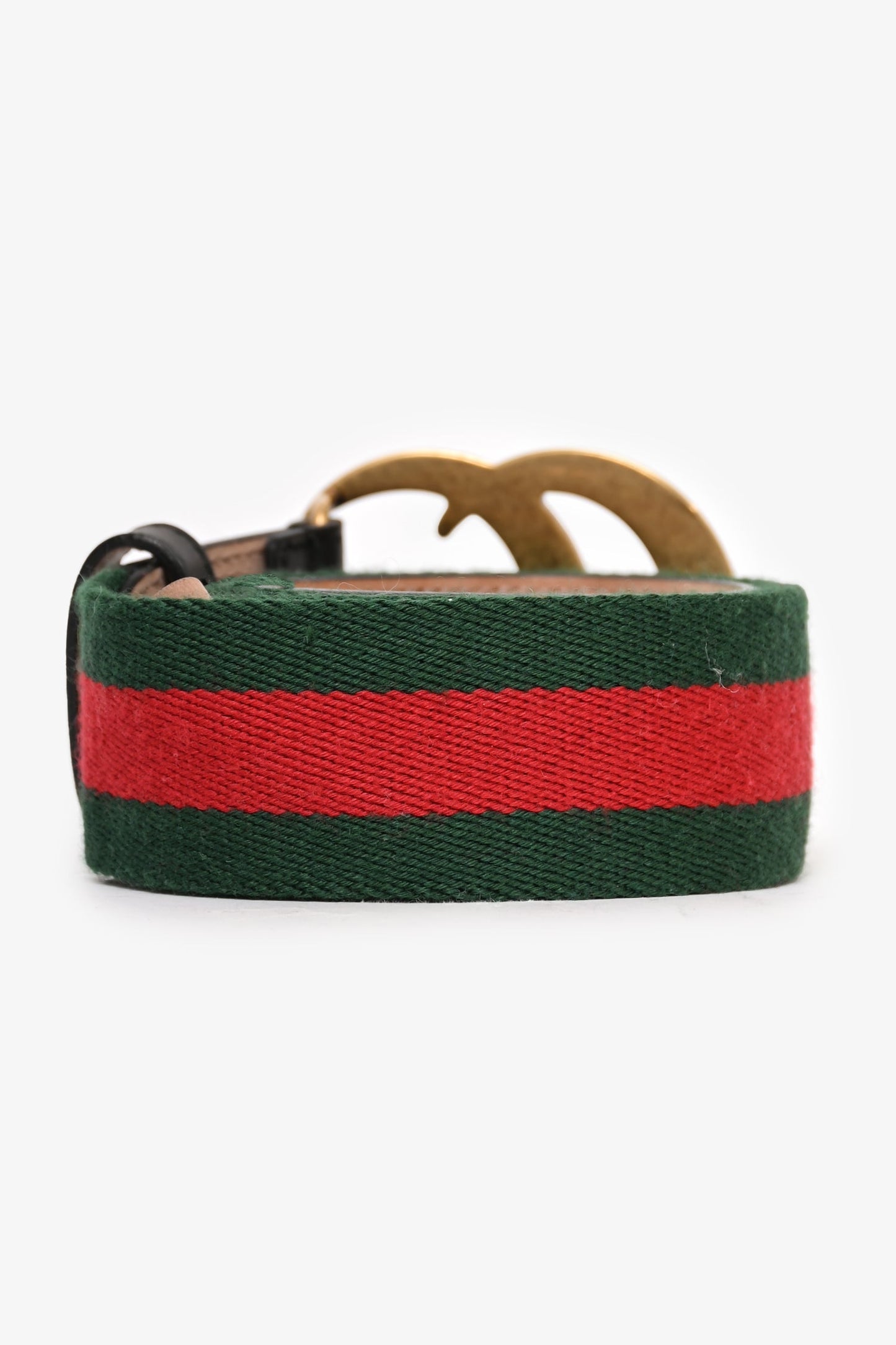Gucci Red/Green Canvas/Leather Web Trim GG Belt Size 75