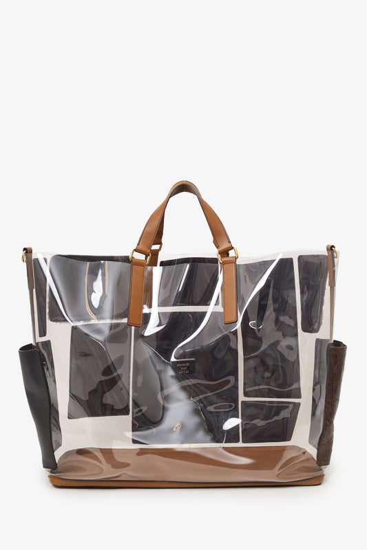 Fendi Brown Vinyl/Leather/Fur Forever Patch Pocket Tote (As Is)