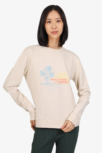 Saint Laurent Beige Waiting For Sunset Embroidered Sweater Size M