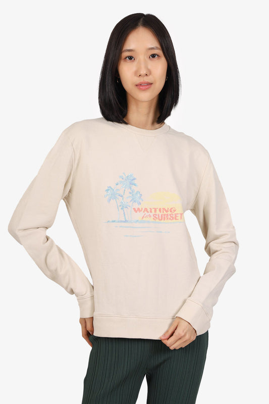 Saint Laurent Beige Waiting For Sunset Embroidered Sweater Size M