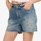 Saint Laurent Blue Eyelet Studded Denim Shorts Size 30