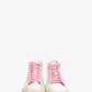 Saint Laurent White Canvas/Leather Pink Lace Mid Top Sneakers Size 37