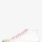 Saint Laurent White Canvas/Leather Pink Lace Mid Top Sneakers Size 37