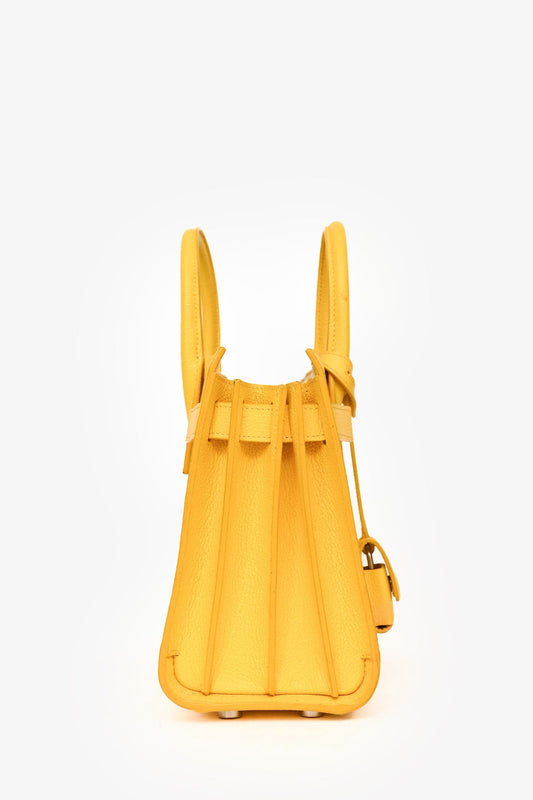 Saint Laurent Yellow Leather Small 'Sac De Jour' with Strap