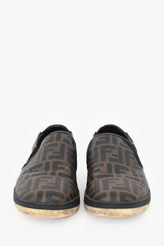 Fendi Brown Zucca Leather Sneakers Size 10 Mens