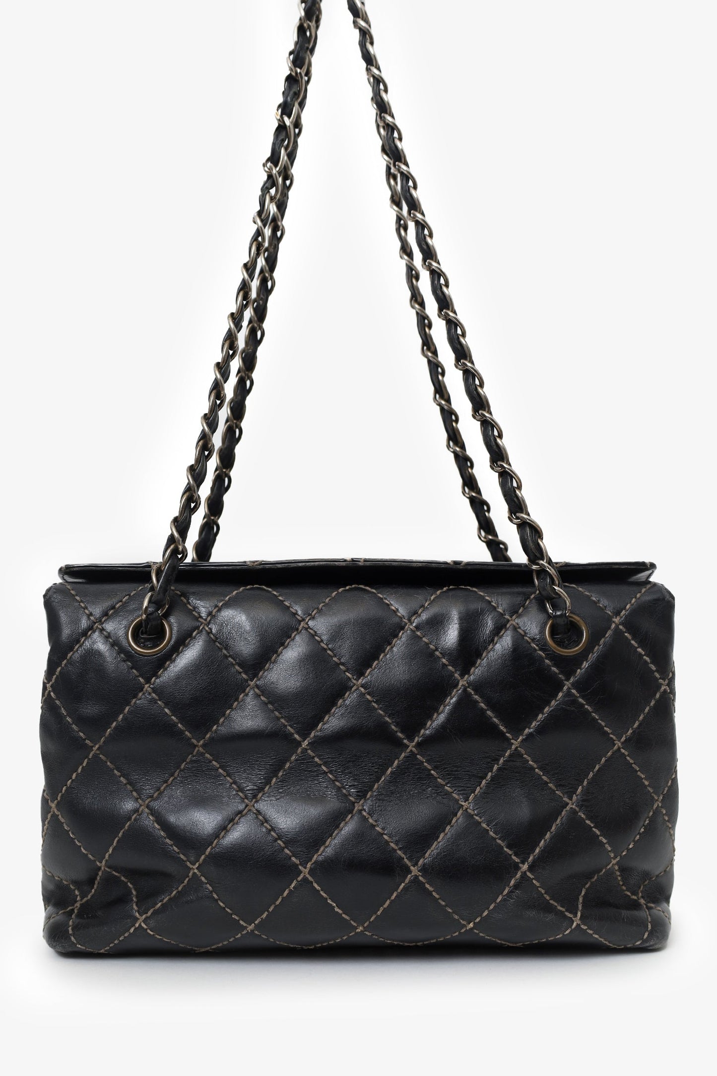 Chanel™ 2000-02 Black Quilted Leather Wild Stitch Shoulder Bag