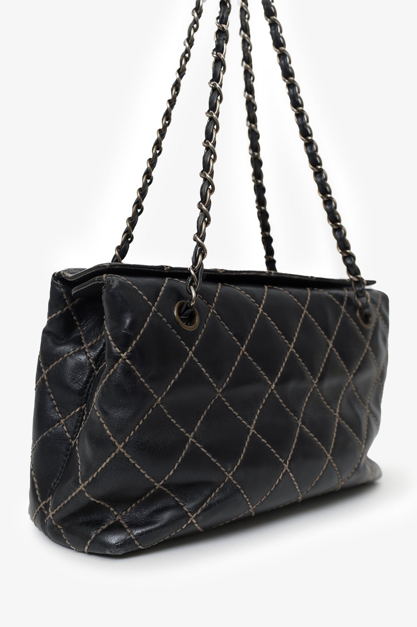Chanel™ 2000-02 Black Quilted Leather Wild Stitch Shoulder Bag