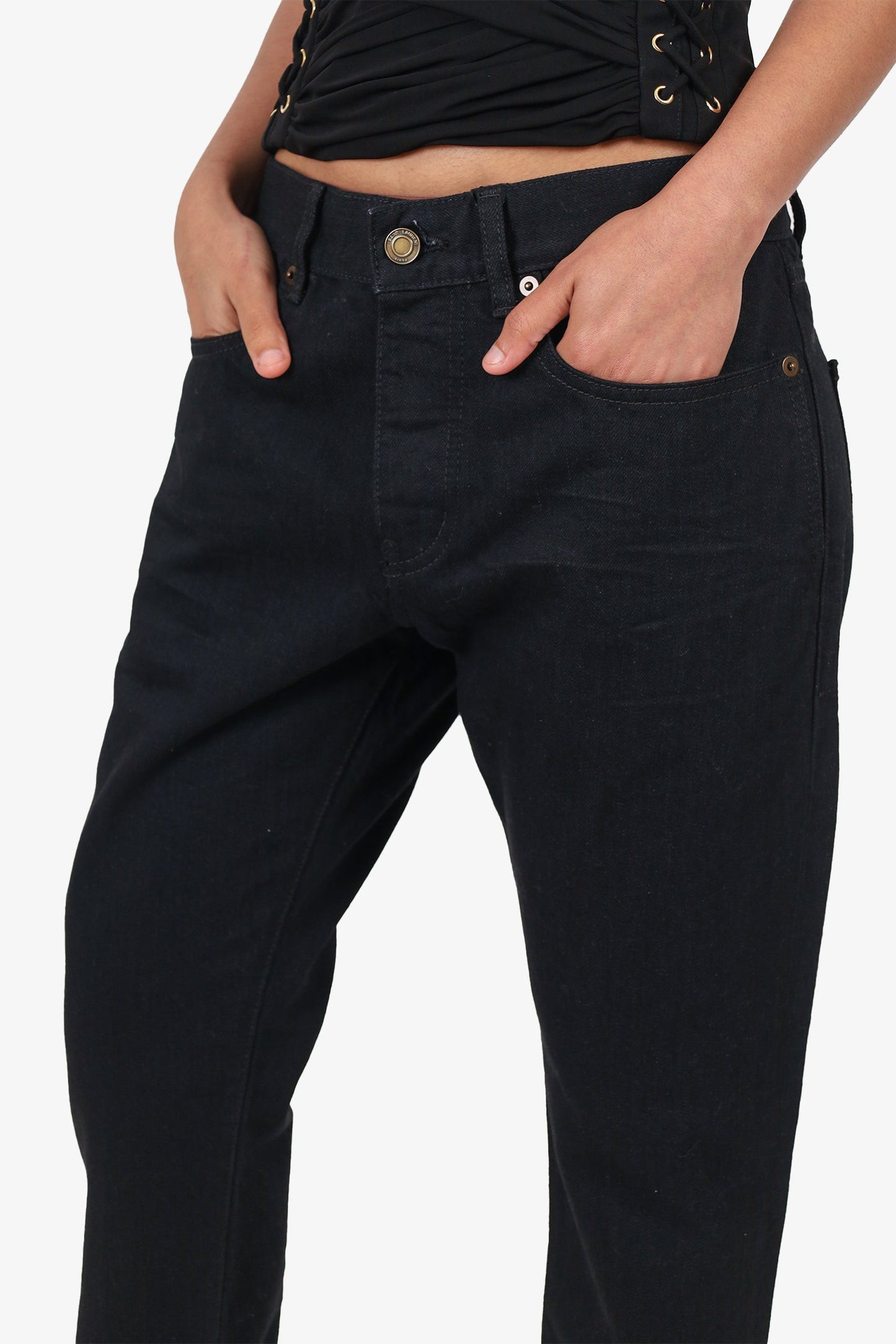Saint Laurent Black Denim Straight Leg Jeans Size 31