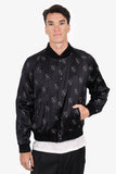 Saint Laurent Black Silk Card Bomber Jacket Size 52 Mens
