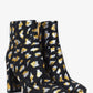 Saint Laurent Black/Gold Metallic Leopard Print Ankle Boots Size 36.5