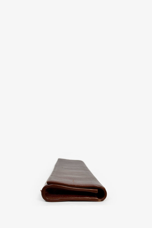 Saint Laurent Cognac Grained Leather 'Fetiche' Long Narrow Clutch